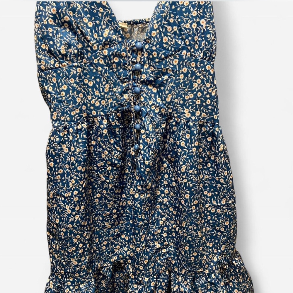 Elegant Blue Floral Midi Dress